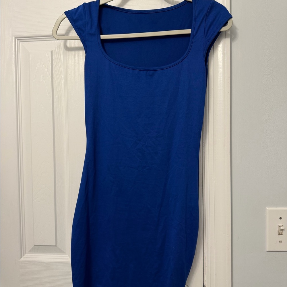 Blue Cap Sleeve Dress